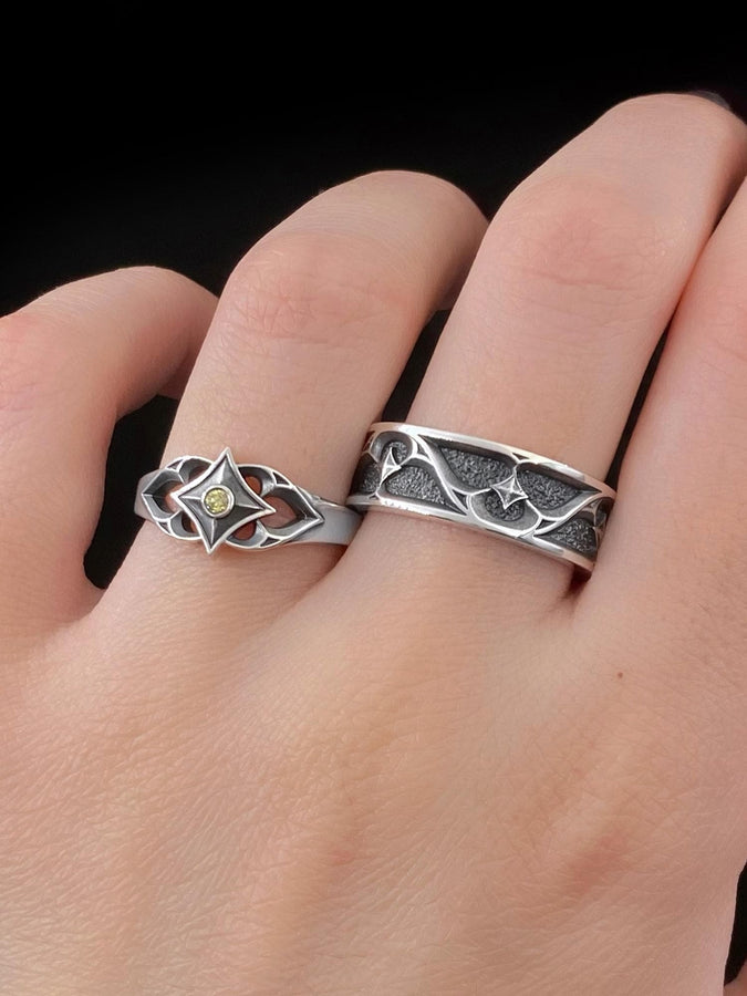Crafted with precision, this gothic silver ring showcases a bold gemstone and intricate detailing. Perfect for adding a touch of vintage allure to your look. (etsy image id: 7026444785)