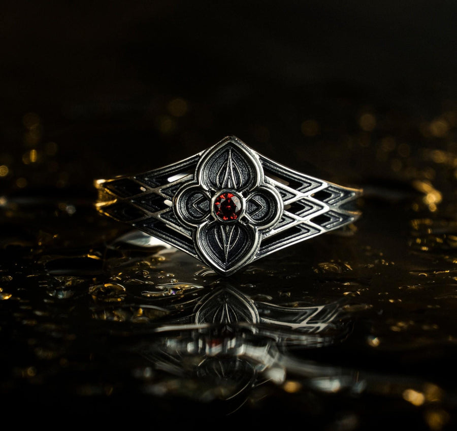 Sterling Silver Gothic Ring, Gemstone Ring, Handmade Goth Ring, Medieval Jewelry, Unique Wedding Ring, Holiday Gift, Vintage Ring, Gift Idea (etsy image id: 6997248198)