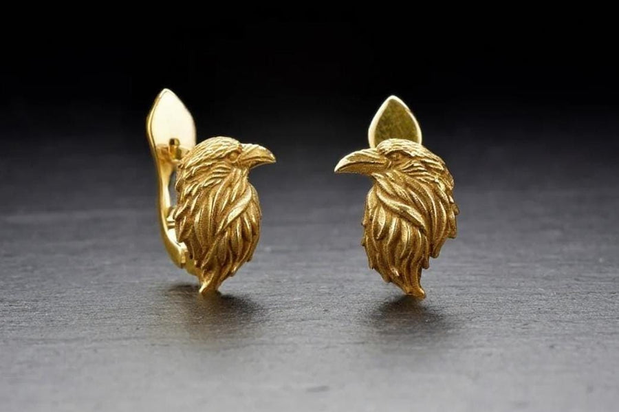 Oxidized Sterling Silver Crow Earrings: Gothic Raven Jewelry (etsy image id: 5228373986)