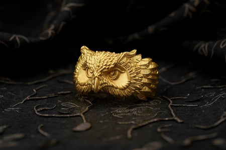 Oxidized Sterling Silver Owl Ring: Bird Totem Jewelry __etsy:6999872678