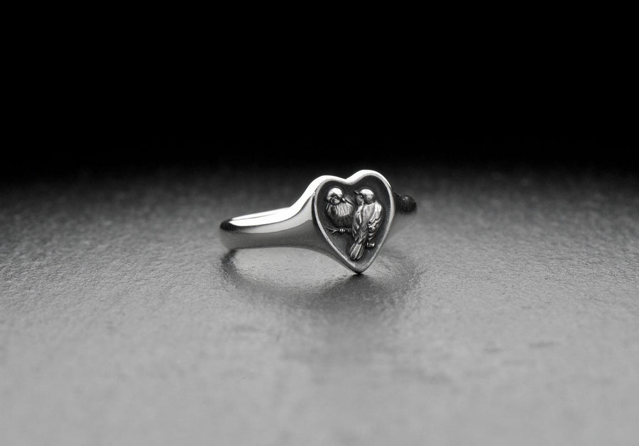Delicate silver ring with the image of cute chickadees is the perfect accessory for all lovers of nature and animals! It will add a touch of playfulness and grace to any outfit, be it a casual look or an evening dress. (etsy image id: 7000369288)
