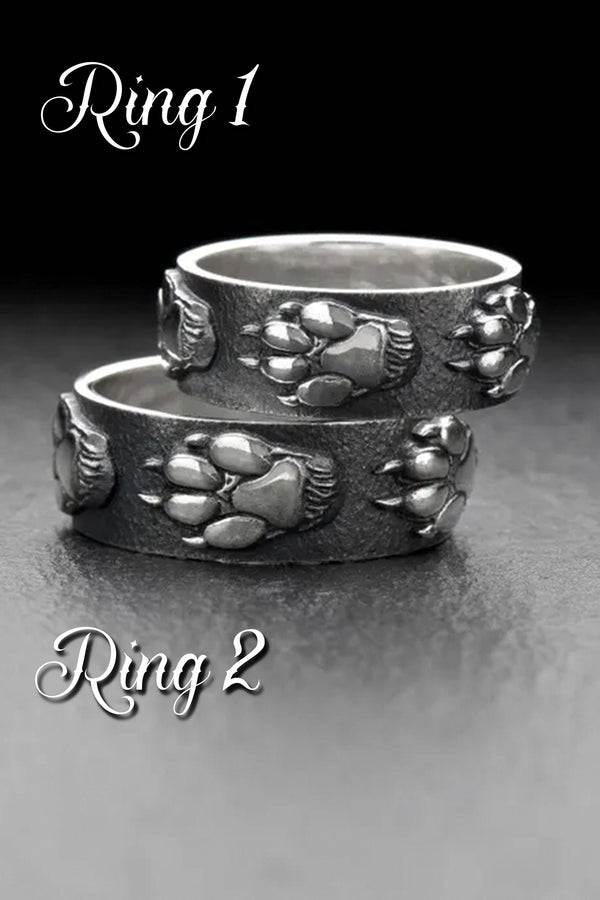 Realistic Wolf Paw Ring, Sterling Silver Animal Track Band, Wild Nature Gift, Totem Spirit Ring, Unisex Wide Band, Might Totem Rings __etsy:7444467914