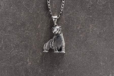 Sterling Silver Ferret Pendant, Handmade Animal Necklace, Realistic Ferret Jewelry for Pet Lovers, Unique Wildlife Gift (etsy image id: 7024599893)