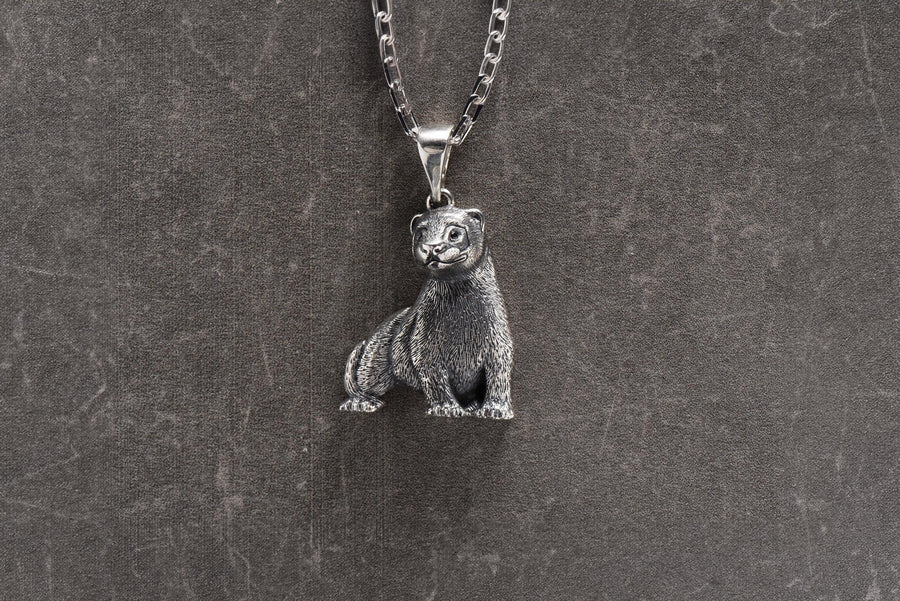 Sterling Silver Ferret Pendant, Handmade Animal Necklace, Realistic Ferret Jewelry for Pet Lovers, Unique Wildlife Gift (etsy image id: 7024599893)