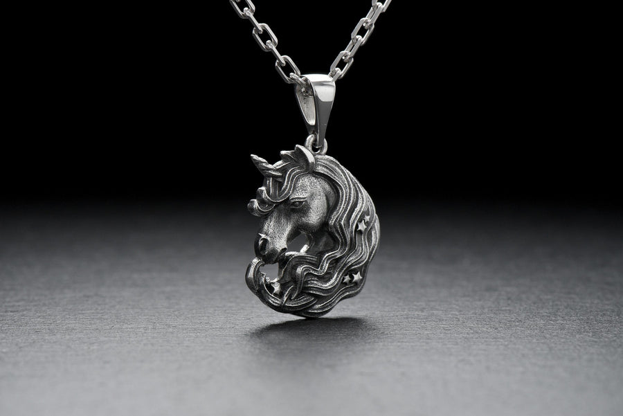 Sterling Silver Unicorn Pendant, Handmade Fantasy Necklace, Magical Animal Jewelry, Unicorn Lovers Gift, Mythical Creature Necklace (etsy image id: 7031445051)