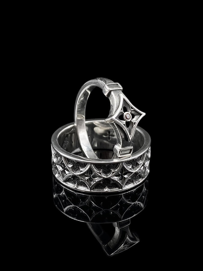 Sterling Silver Gothic Ring, Gemstone Ring, Handmade Goth Ring, Medieval Jewelry, Unique Wedding Ring, Holiday Gift, Vintage Ring, Gift Idea