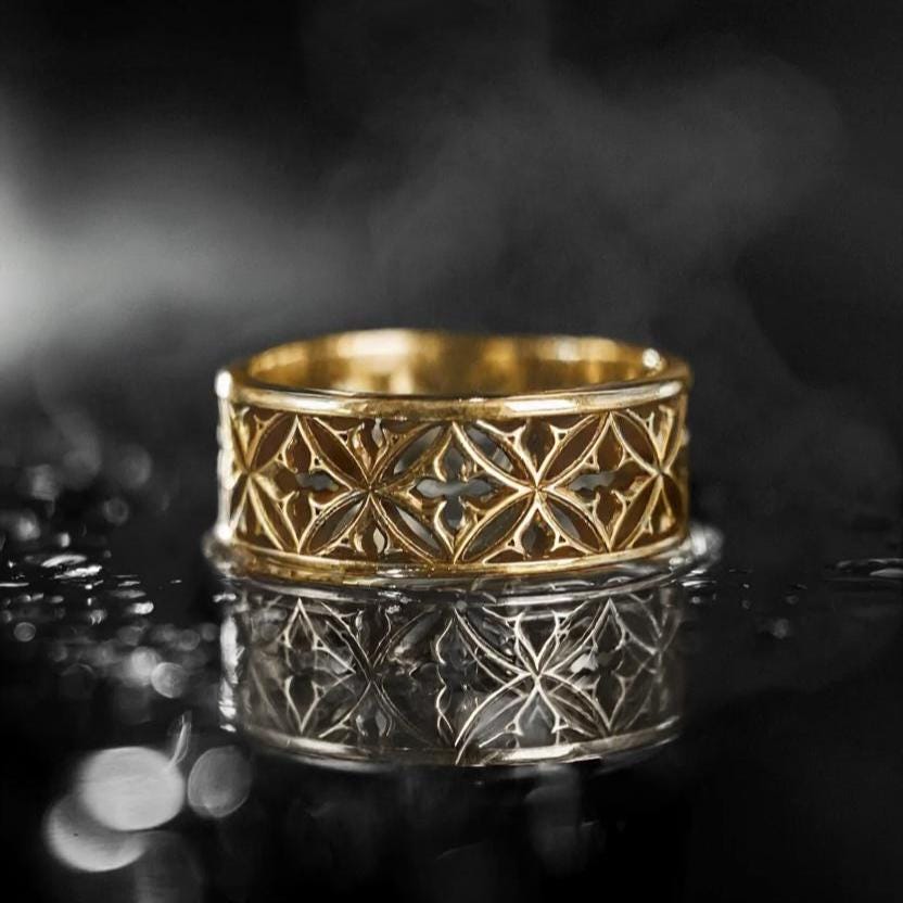 Sterling Silver Gothic Wedding Band: Cathedral Window Ring (etsy image id: 7305779499)