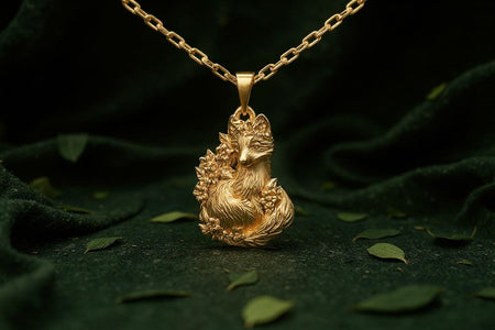 Sterling Silver Fox Flower Pendant: Handmade Animal Necklace (etsy image id: 7035382455)