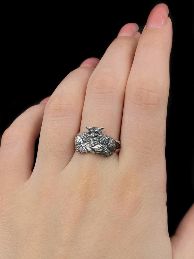 Sterling Silver Fox Cubs Ring: Animal Lover's Jewelry (etsy image id: 5589283650)
