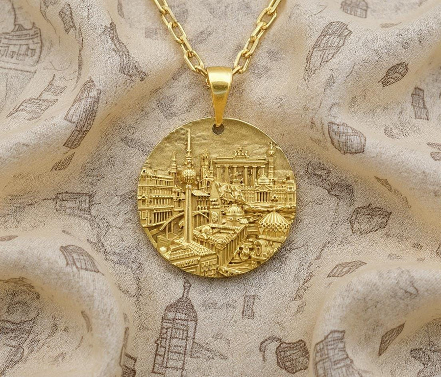 Berlin pendant	Berlin necklace	silver berlin	German pendant	Cityscape pendant	German souvenir	unisex pendant	traveler jewelry	Berlin skyline	Reichstag pendant	berlin	germany	Deutschland (etsy image id: 7085899275)