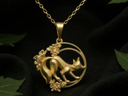 Sterling Silver Fox Necklace: Flower Art Animal Pendant (etsy image id: 7039819865)