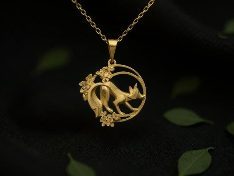 Sterling Silver Fox Necklace: Flower Art Animal Pendant (etsy image id: 5531050021)