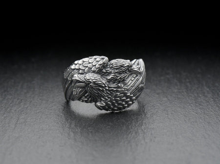 Crow silver ring	raven silver ring	corvus silver ring	crow jewelry	raven jewelry	crow feather (etsy image id: 7046125209)
