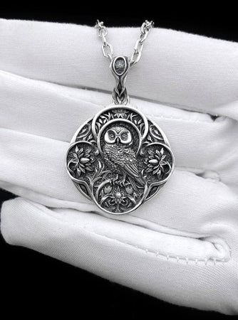 Sterling Silver Gothic Owl Pendant, Gothic Necklace, Jewelry Owl, Handmade Bird Pendant, Bird Necklace, Owl Lovers Gift, Bird Jewelry (etsy image id: 7046855587)