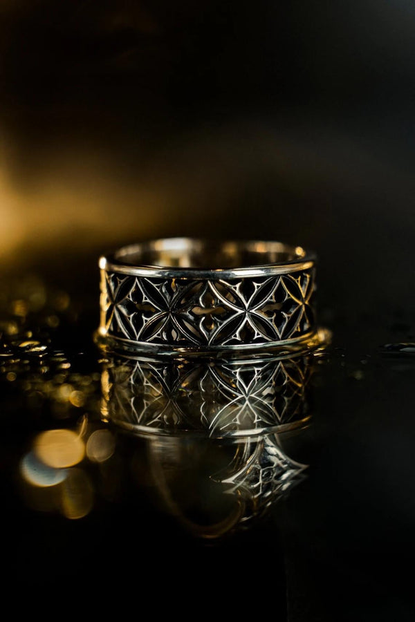 Sterling Silver Gothic Wedding Band: Cathedral Window Ring (etsy image id: 7305779499)