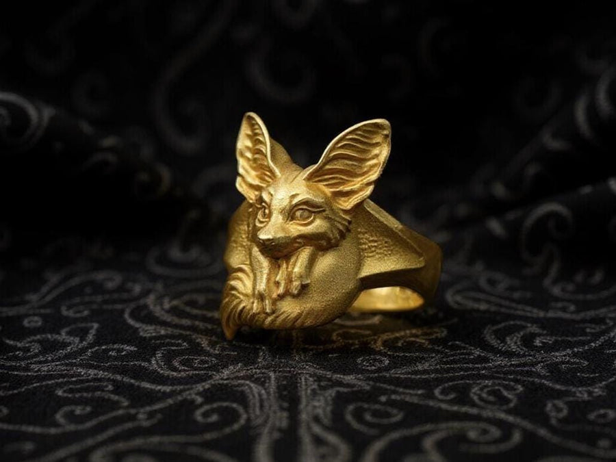 silver signet ring	animal silver ring	fennec jewelry	fennec animal	fox lover ring	fennec fox