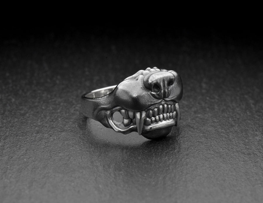 Signet ring	men's jewelry	animal signet ring	signet silver ring	wolf	samurai	mask (etsy image id: 4323229540)