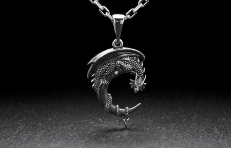 Dragons are the stuff of legends and that's just what this gorgeous dragon silver pendant is about. The dragon is a symbolic animal for many cultures, including China, India, and Japan. (etsy image id: 7106137856)