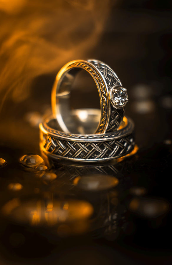 Sterling Silver Celtic Ring with White Gemstone, Viking Braid Band, Handmade Gothic Ring, Norse Engagement or Spiritual Statement Ring (etsy image id: 7190804447)