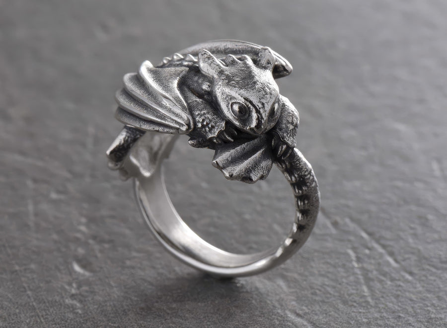 Sterling Silver Baby Dragon Ring: Gothic Fantasy Jewelry (etsy image id: 7147435065)