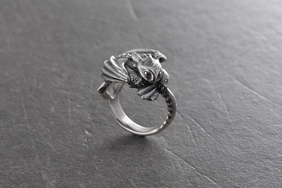 Sterling Silver Baby Dragon Ring: Gothic Fantasy Jewelry (etsy image id: 7147435065)