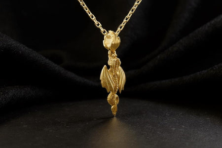 Sterling Silver Flying Dragon Necklace: Handmade Fantasy Pendant (etsy image id: 7147636745)