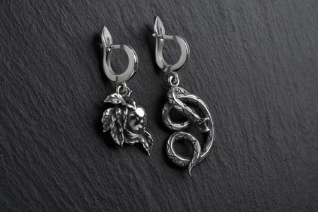 snake	apple	viper	vasilisk	Serpent Tempter	legend	silver earring	mythologic	apple earring	the Forbidden fruit	serpent	snake jewelry	serpent earrings (etsy image id: 7163149776)