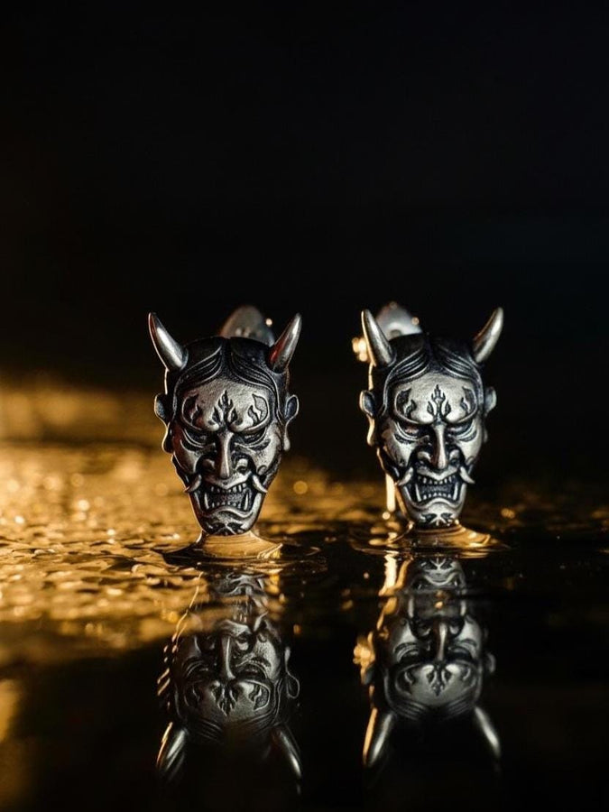 Sterling Silver Earrings Oni Masks, Japan Culture Lovers Gift, Demon Earrings, Dainty Earrings, Womens Gift, Asia Lovers Jewelry, Gift Idea (etsy image id: 7175235964)