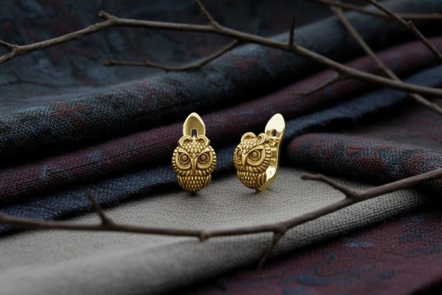 Sterling silver	animal earrings	animal jewelry	birds jewelry	Owl Earrings	Owl jewelry	owl house (etsy image id: 7416892201)