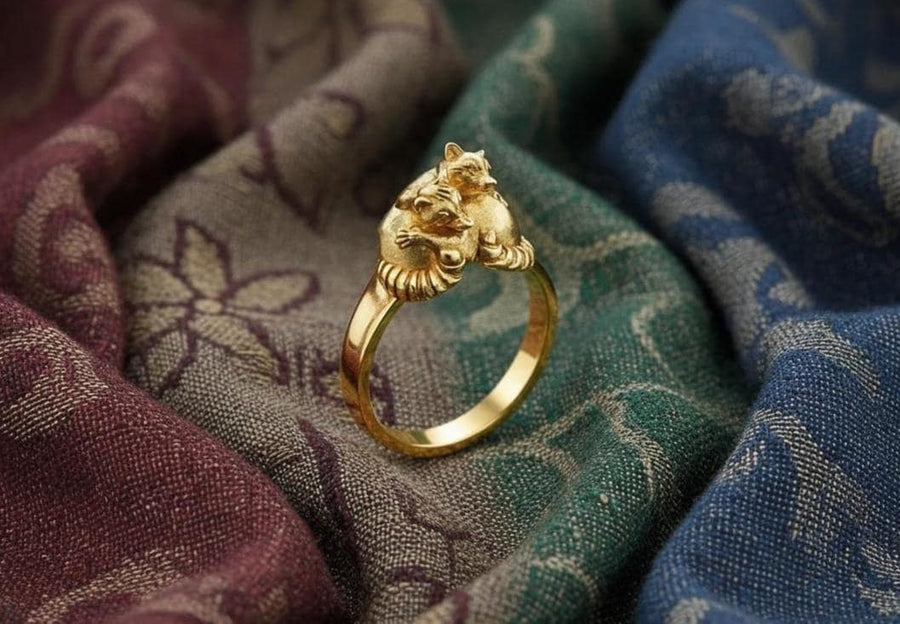 Handmade Sterling Silver Raccoons Ring, Cute Animal Couple Jewelry, Twin Raccoon Wrap Ring, Unique Gift for Wildlife and Nature Lovers (etsy image id: 4909597529)