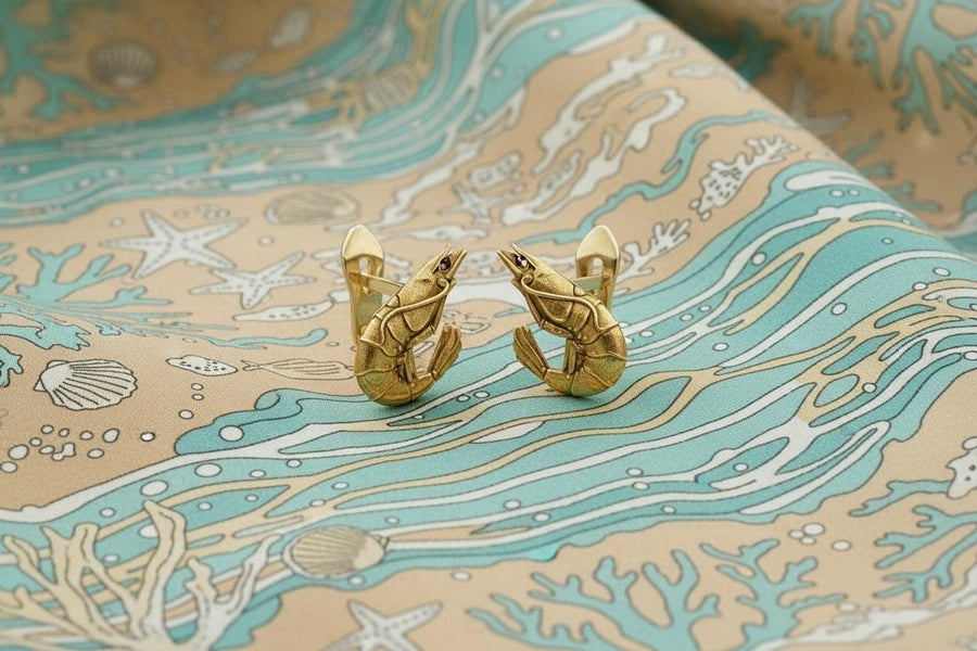 Shrimp lovers	sea lovers	jewelry	gift for her	gift	silver earrings	handmade (etsy image id: 4634891747)