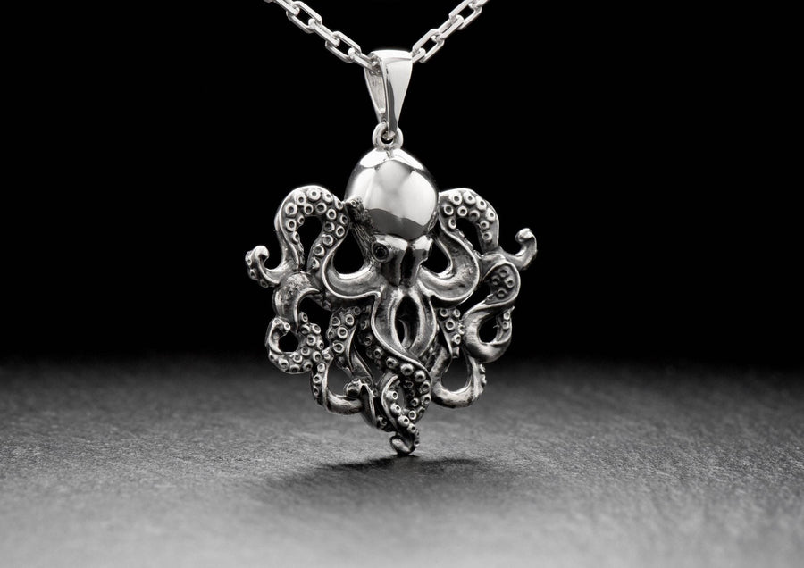 sea jewelry	ocean jewelry	pendentif pieuvre	poulpe d'argent	pendant	squid necklace	sea lover gift (etsy image id: 7178767224)
