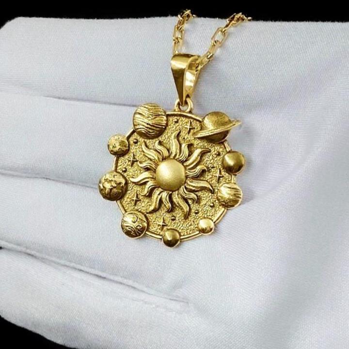 Sterling Silver Solar System Pendant: Gold Plated Space Necklace (etsy image id: 7260408190)