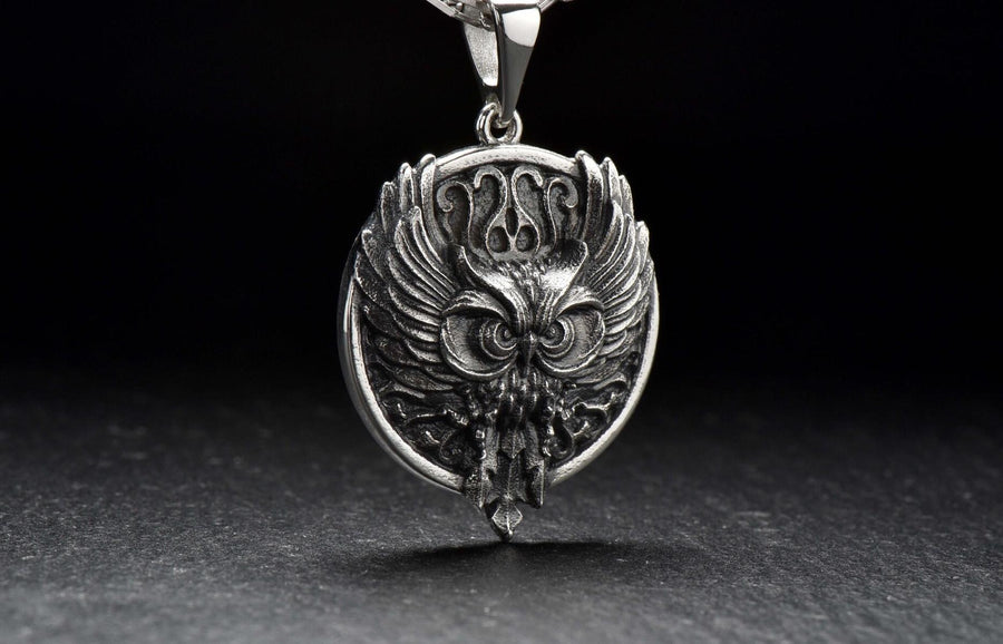 Oxidized Sterling Silver Owl Pendant: Gothic Bird Jewelry (etsy image id: 4730097254)
