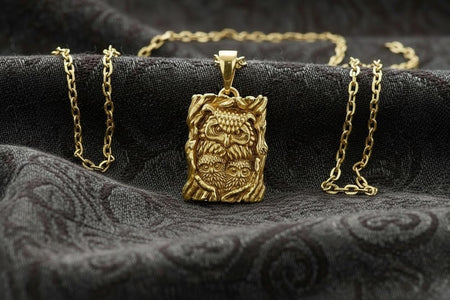 Sterling Silver Owl Pendant: Mother and Owlets Bird Necklace (etsy image id: 7187935510)