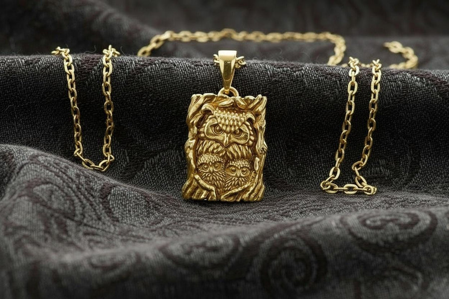 Sterling Silver Pendant Owl with Owlets, Bird jewelry, Owl with Owlets Necklace, Bird Lovers Pendant, Owl Lovers Gift, Handmade Jewelry (etsy image id: 7235929255)