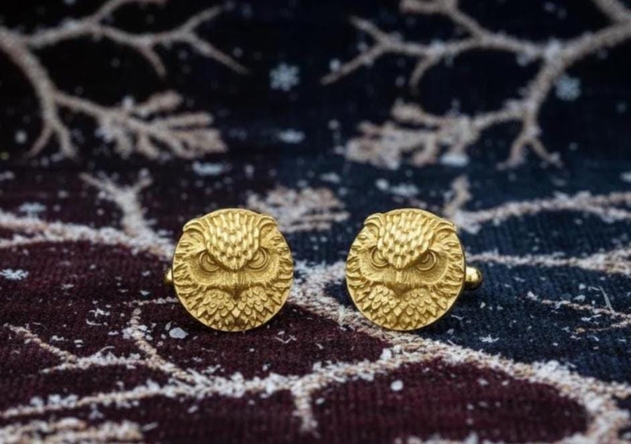 Oxidized Sterling Silver Owl Cufflinks: Animal Jewelry Gift (etsy image id: 7235945981)