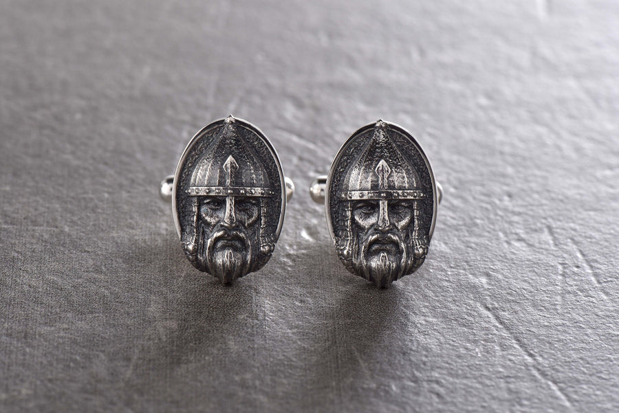 Sterling Silver Warrior Cufflinks: Handmade Medieval Knight Jewelry (etsy image id: 7197912748)