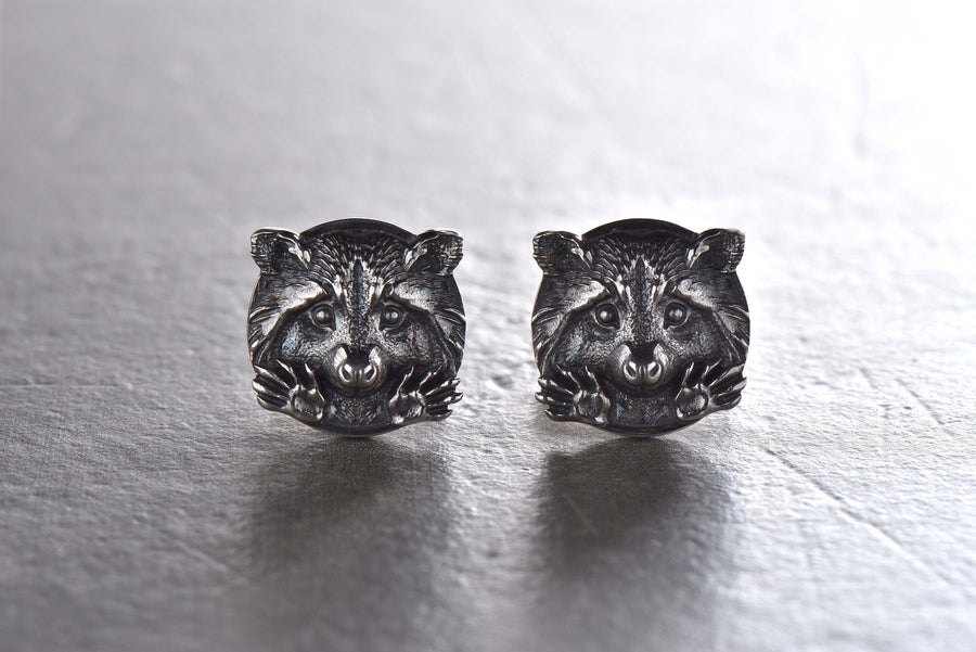Sterling Silver Raccoon Cufflinks, Handmade Animal Jewelry (etsy image id: 7209221020)