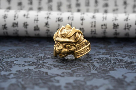 Samurai Cat Sterling Silver Ring – Feline Warrior Armor Jewelry (etsy image id: 7211199581)