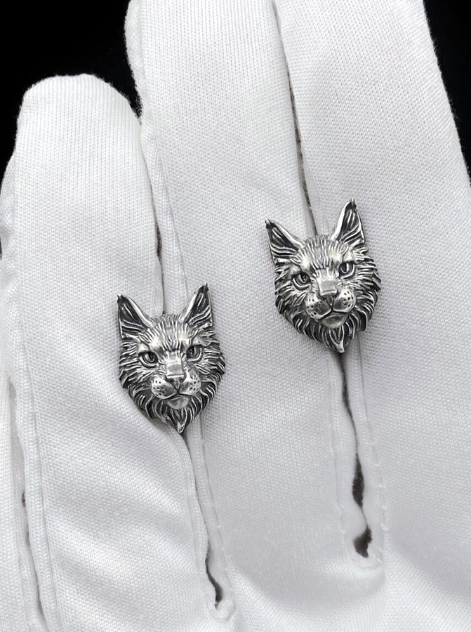 Maine Coon Silver Earrings – Sterling Silver Cat Studs | Elegant Feline Jewelry Gift for Cat Lovers (etsy image id: 7412265723)