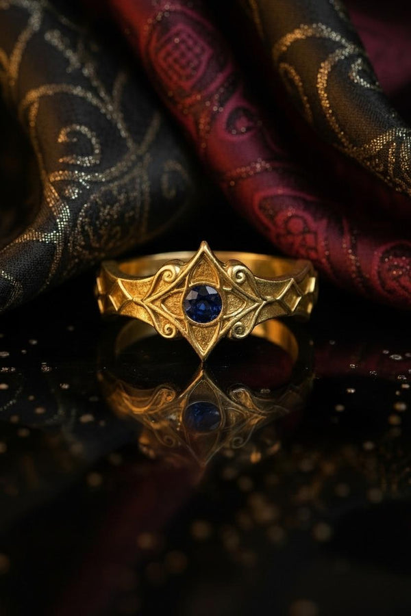 Sterling Silver Gothic Ring, Handcrafted Gemstone Band with Medieval Elegance, Unique Wedding Ring or Gift, Gothic Heritage Elegant Gift, The image highlights the contrast between the gemstone and the metal. The red stone has a deep, bloody saturation that catches the light. The 925 sterling silver has a vintage, oxidized finish, giving it the appearance of an ancient artifact rather than a brand-new factory piece. The metalwork looks delicate bu (etsy image id: 7102074108)