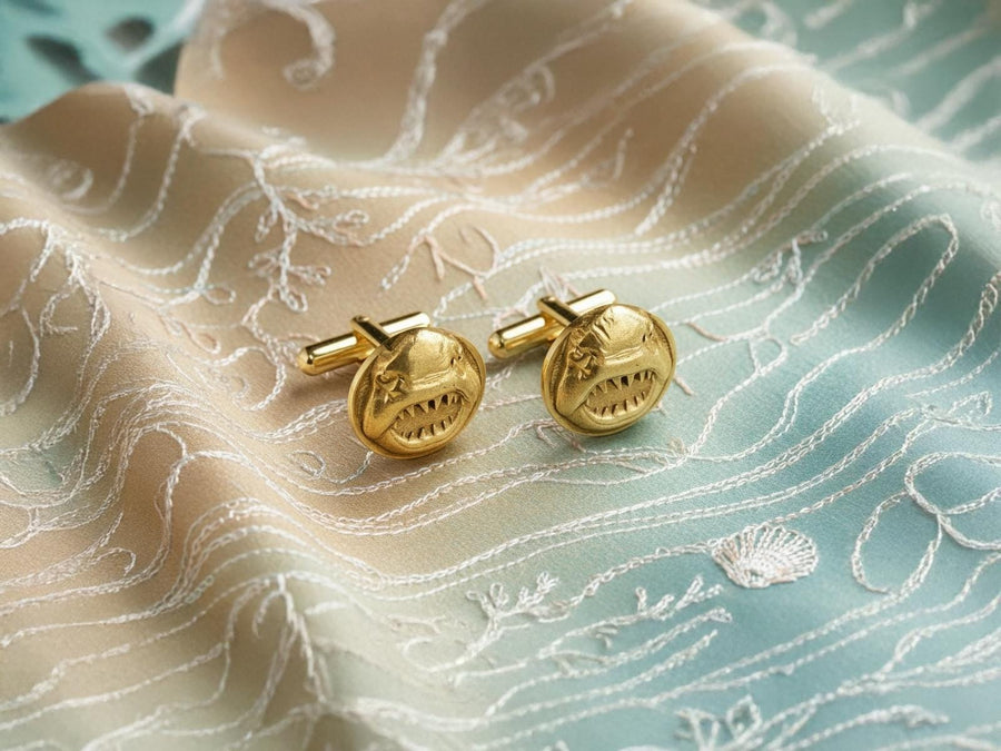 Sterling Silver Shark Cufflinks, Nautical Animal Jewelry, Polished Oxidized Finish (etsy image id: 4826995697)
