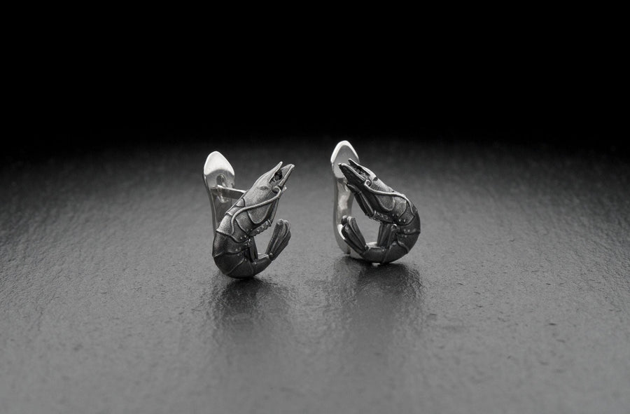 Shrimp lovers	sea lovers	jewelry	gift for her	gift	silver earrings	handmade (etsy image id: 4634891747)