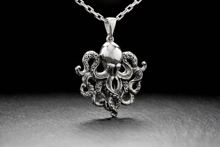 silver octopus	octopus necklace	squid pendant	sea squid	octopus jewelry	diving	tentacle (etsy image id: 7226851821)