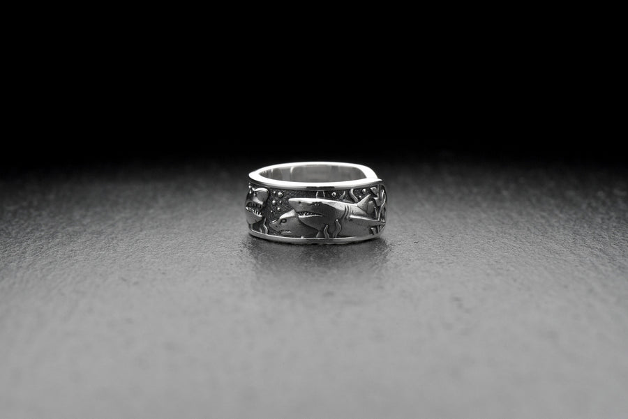 silver ring	sterling silver	jewelry	silver shark	shark	shark jewelry	shark ring	ocean ring	ocean jewelry	animal ring	silver shark ring	nautical jewelry	animal jewelry (etsy image id: 7226861895)