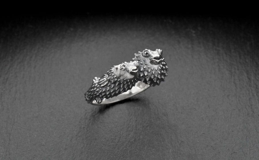 bague pieuvre	Fugu art	Fugu ring	Fish ring	Fugu jewelry	Women gift	Fugu lover gift	Silver (etsy image id: 4195045000)