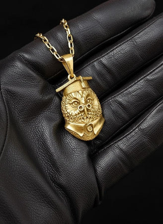 Sterling Silver Owl Scientist Pendant: Handmade Bird Necklace (etsy image id: 7235740611)