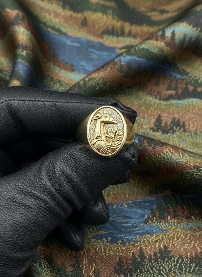 Sterling Silver Goose Signet Ring: Handmade Bird Jewelry