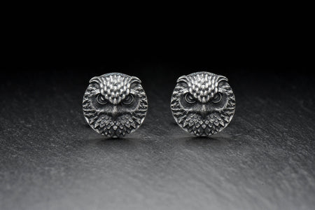 Oxidized Sterling Silver Owl Cufflinks: Animal Jewelry Gift (etsy image id: 7235945981)